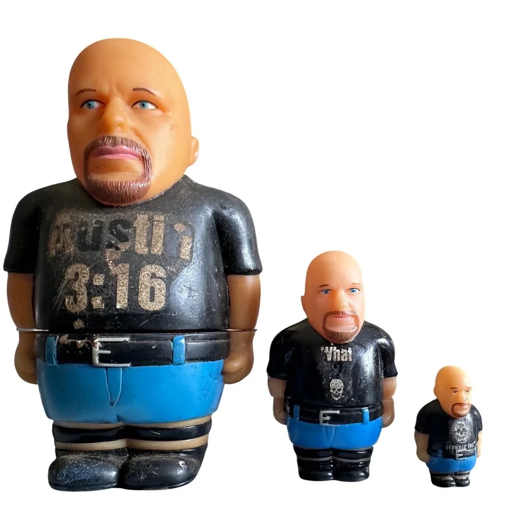 Vintage WWE‎ Stone Cold Steve Austin Nesting Doll Set 3pc Austin 3:16 Wrestling